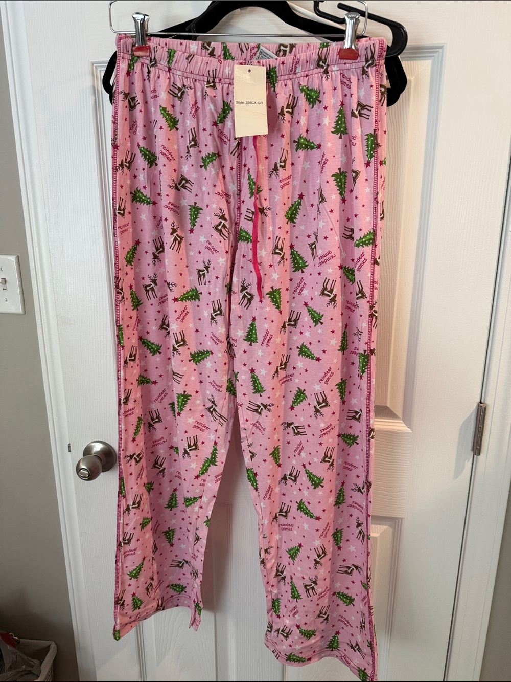 Just Love Pink Holiday Tree & Reindeer Pajama Pants